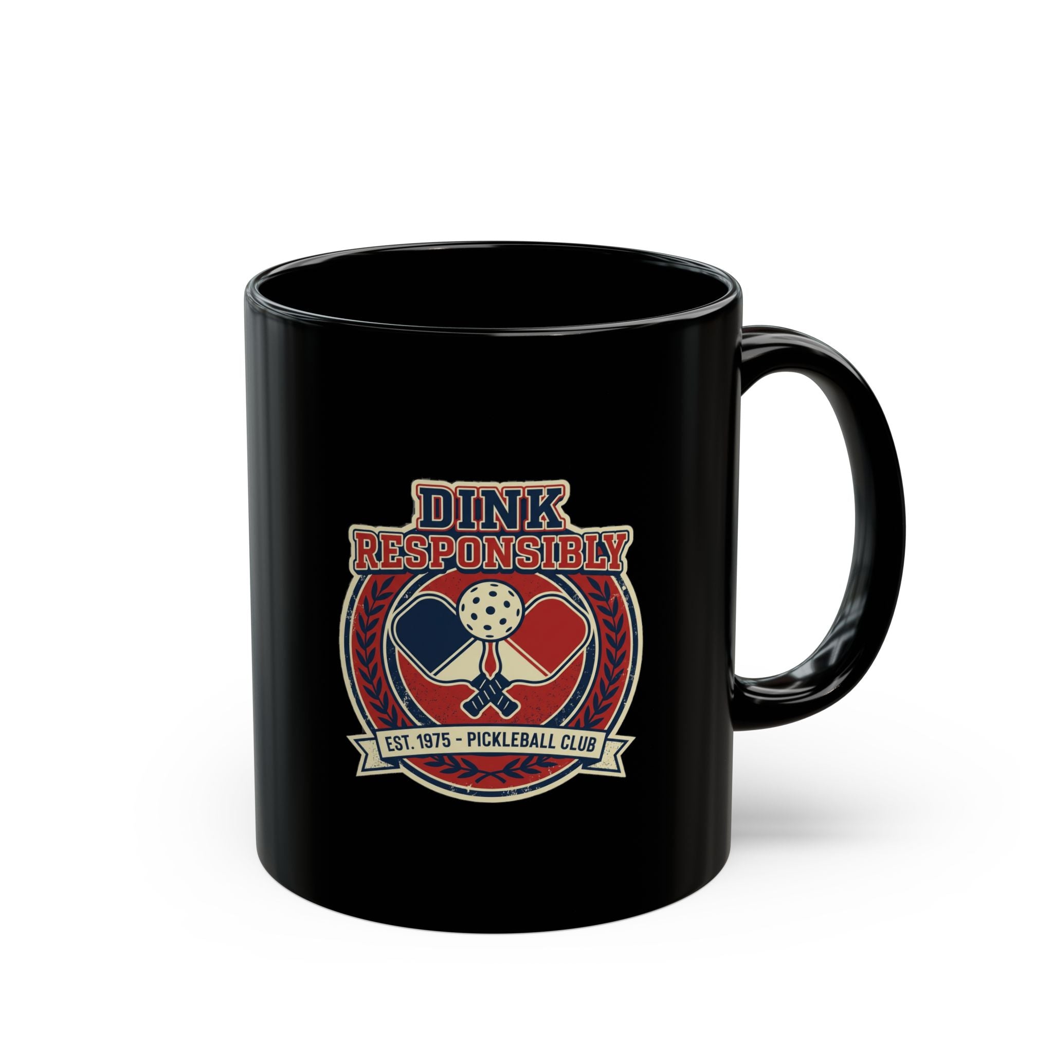 Funny Dink Responsibly Pickleball Club Black Mug —