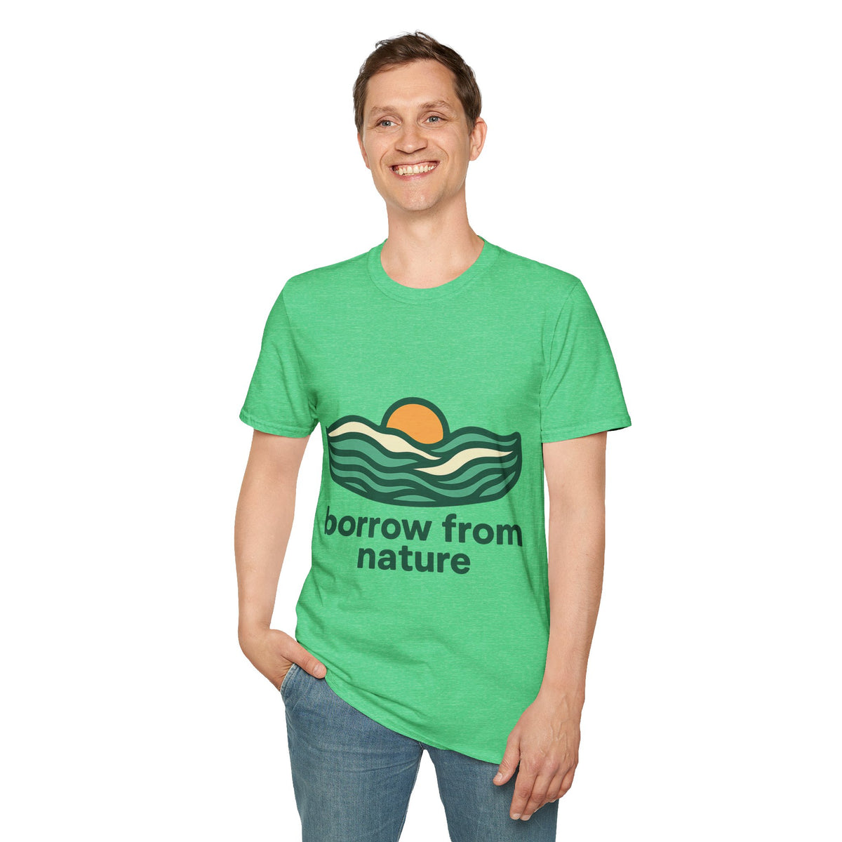 Borrow From Nature T-Shirt — Retro Sunset Eco Graphic Tee - Trending Now - September 2026