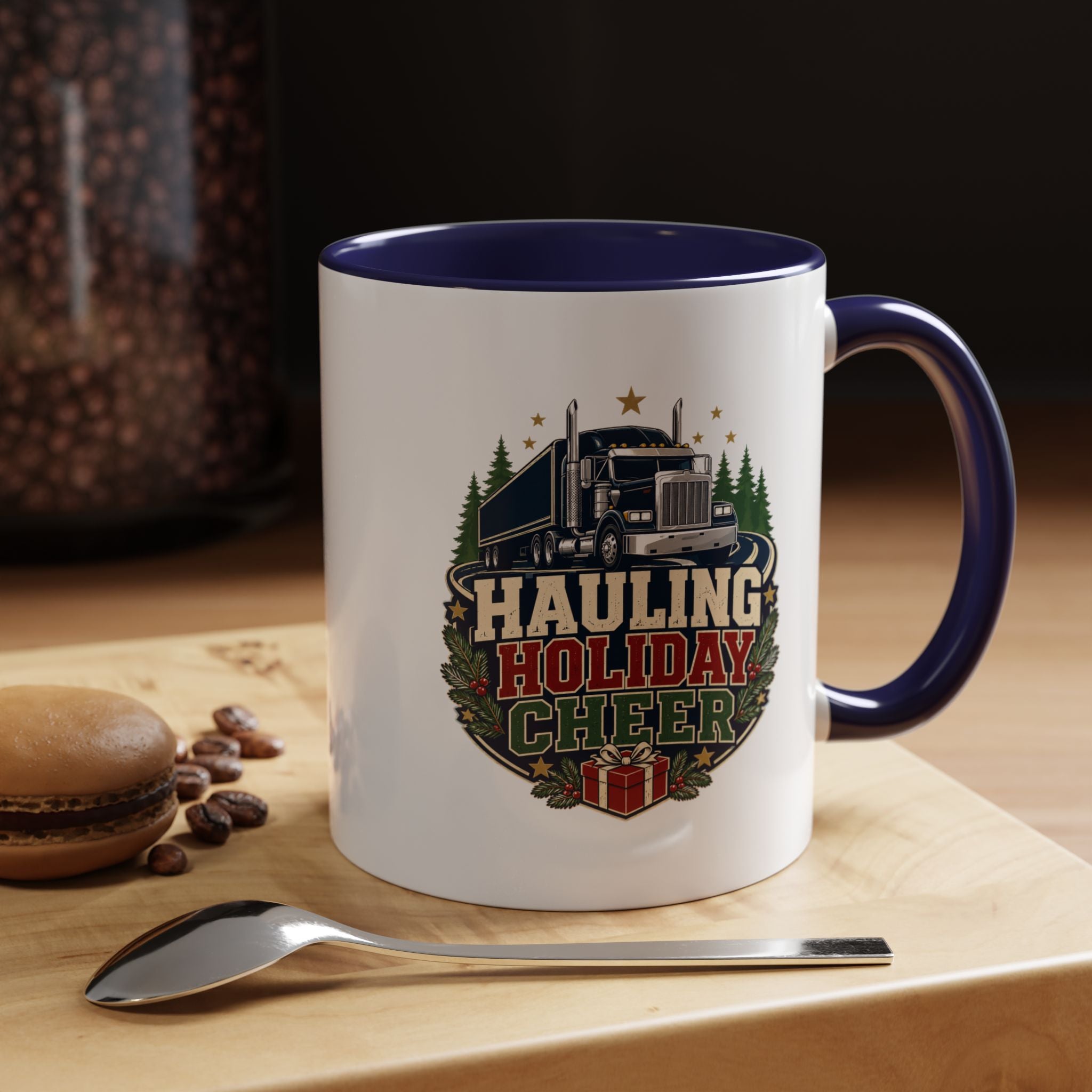 Modern Day Christmas Hauling Holiday Cheer Coffee Mug
