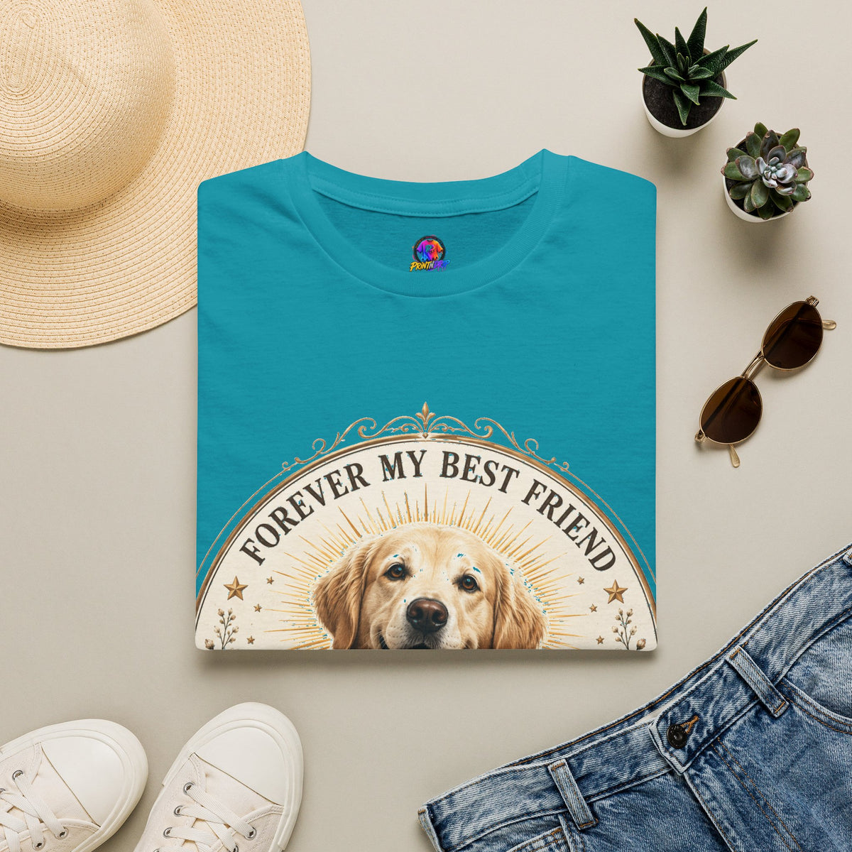 Dog Lover T-Shirt — “Forever My Best Friend” Personalized Golden Retriever Tee