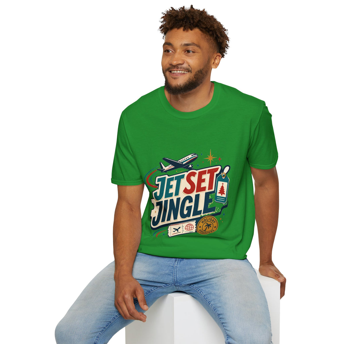 Jet Set Jingle Travel T-Shirt — Retro Airplane Vacation Graphic