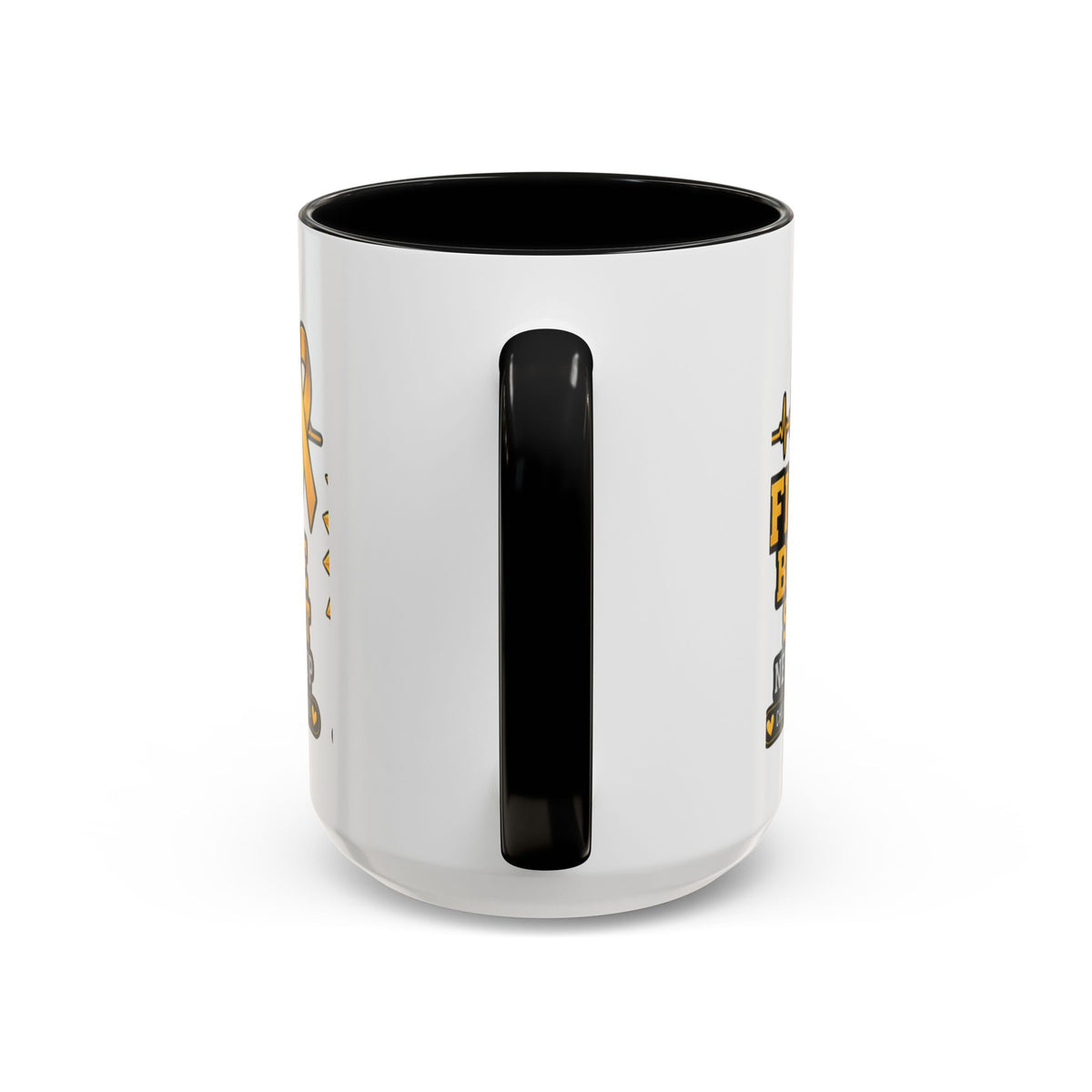 Childhood Cancer Awareness Accent Coffee Mug — "Fight Believe Support" 11/15oz