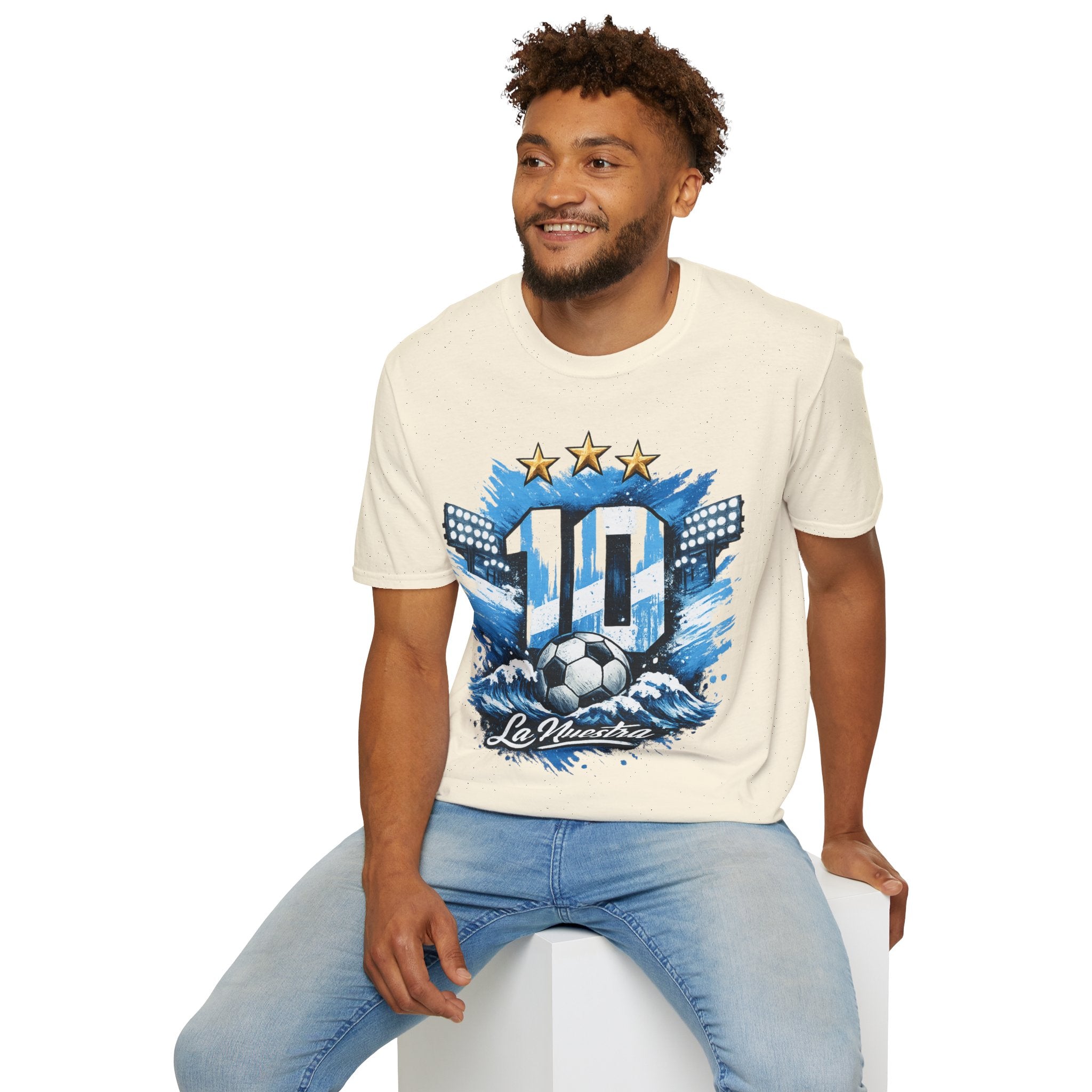 Argentina Soccer Fan T-Shirt — 'La Nuestra' #10 Jersey Design