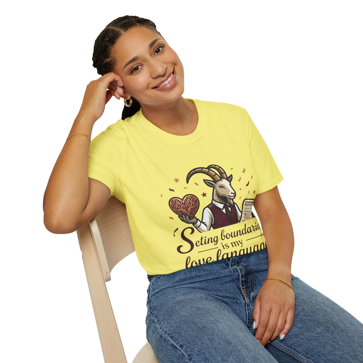 Capricorn T-Shirt — "Setting Boundaries is My Love Language" Zodiac Goat Tee