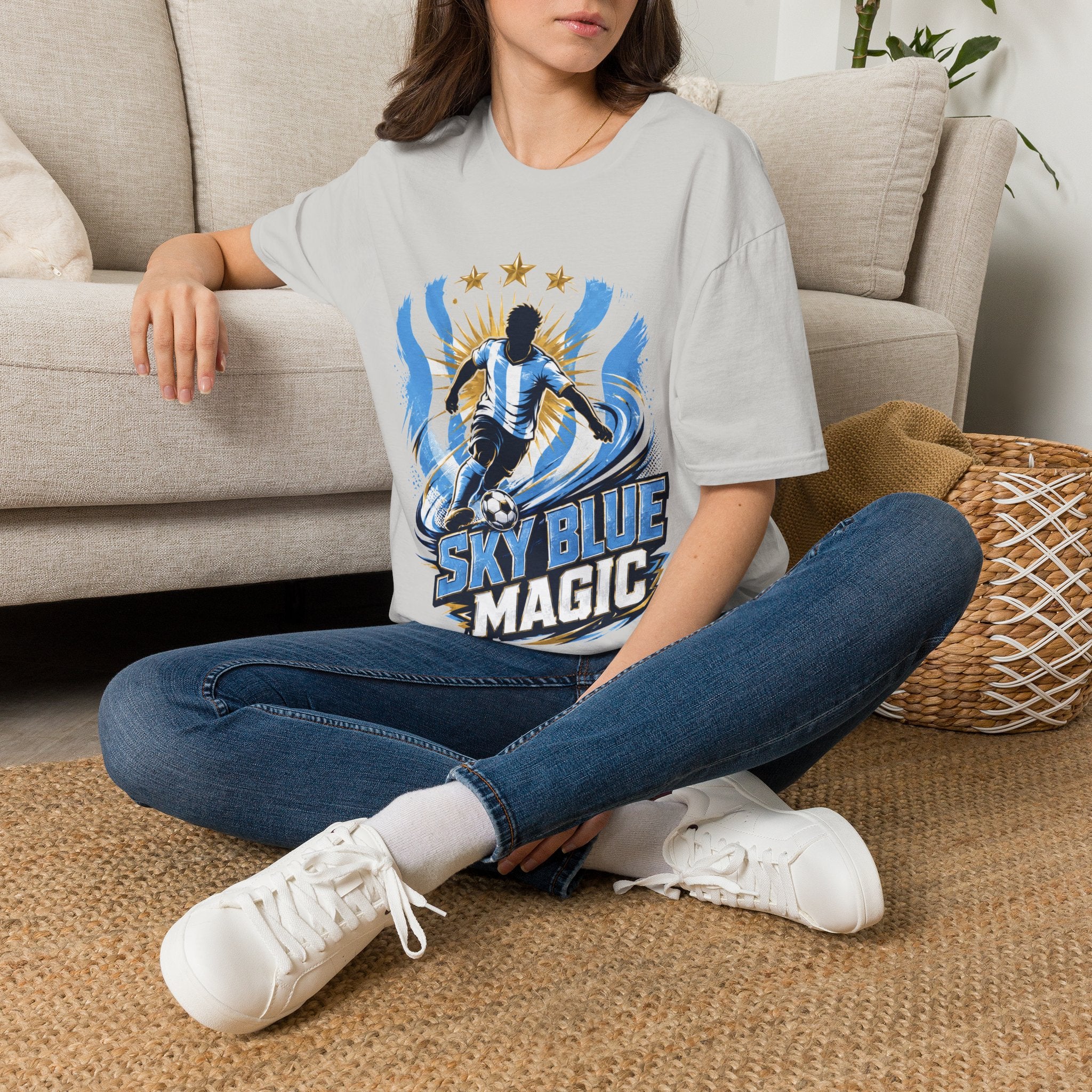 Argentina Sky Blue Magic Soccer T-Shirt — Argentinian Football Player Graphic Tee