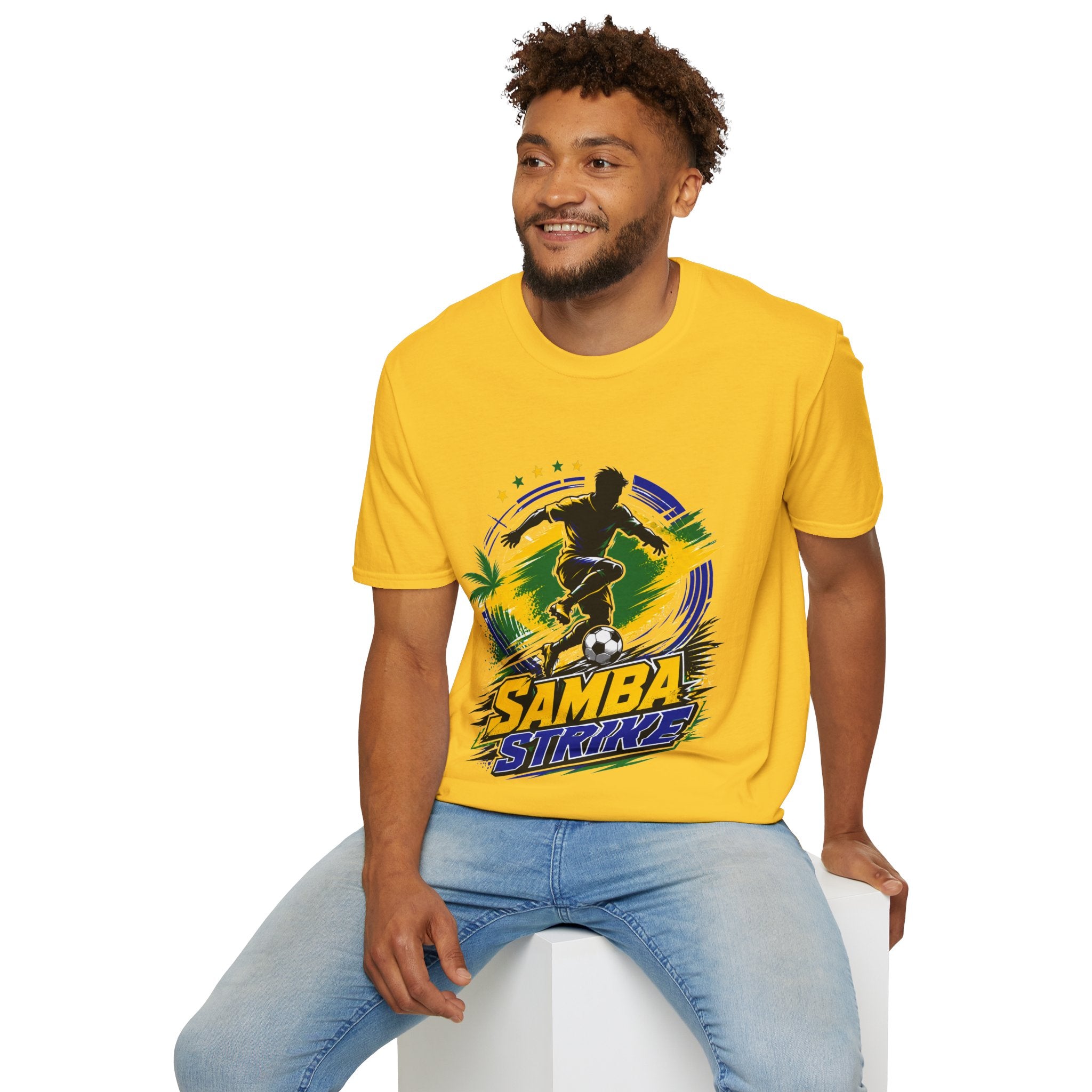 Brazil  Samba Strike Soccer T-Shirt — Brazilian Football Player Graphic Tee