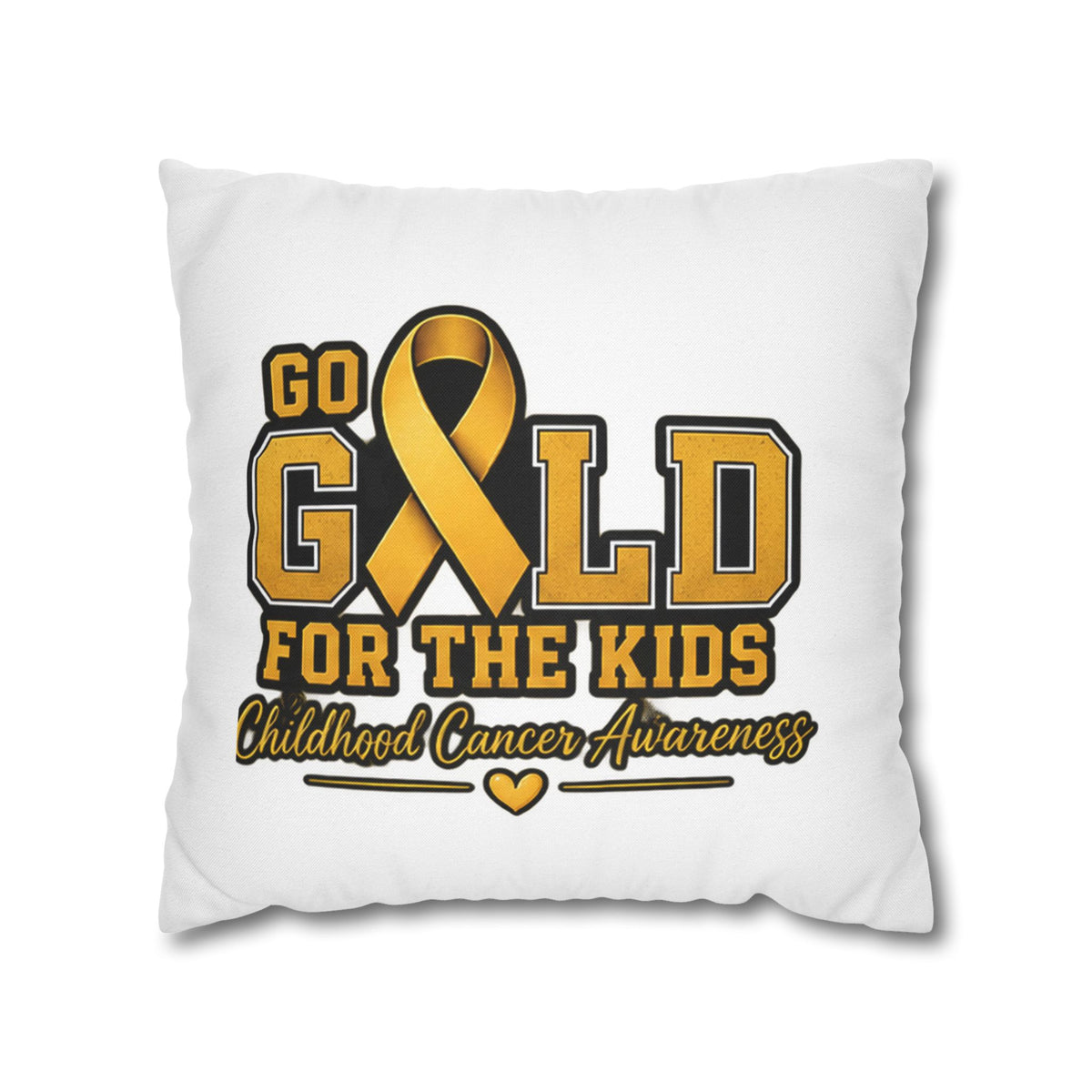 Childhood Cancer Awareness Pillow - "Go Gold For The Kids" Square Throw Pillowcase