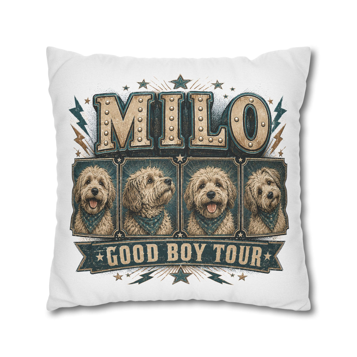 Milo "Good Boy Tour" Dog Photo Throw Pillowcase Milo Bailey Dog Dad Mom