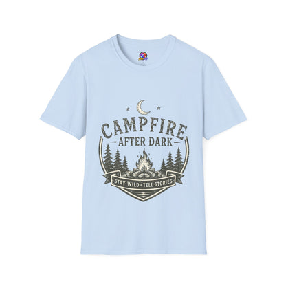 Campfire T-Shirt — "Campfire After Dark" Moonlit Camping Graphic
