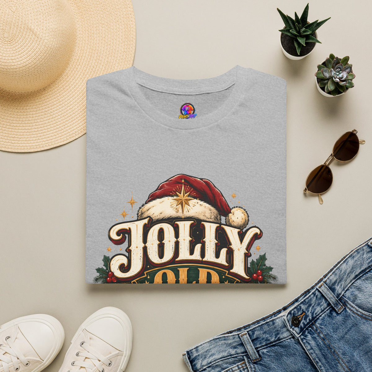 Jolly Old Soul T-Shirt — Vintage Santa Holiday Graphic Tee