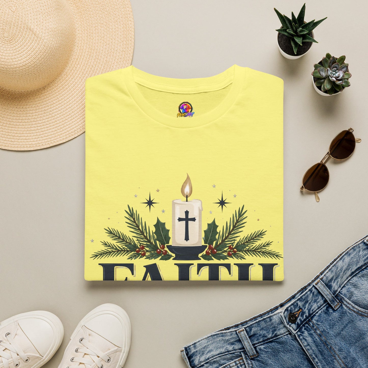 Christmas Faith T-Shirt — "Faith, Family, Christmas" Religious Holiday Tee