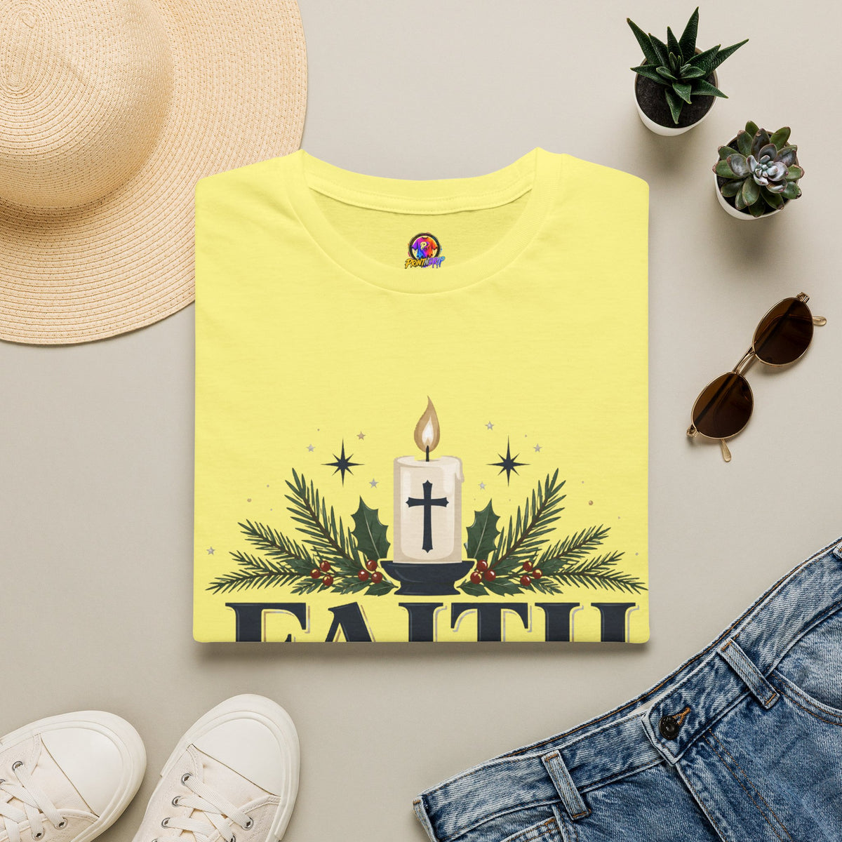 Christmas Faith T-Shirt — "Faith, Family, Christmas" Religious Holiday Tee