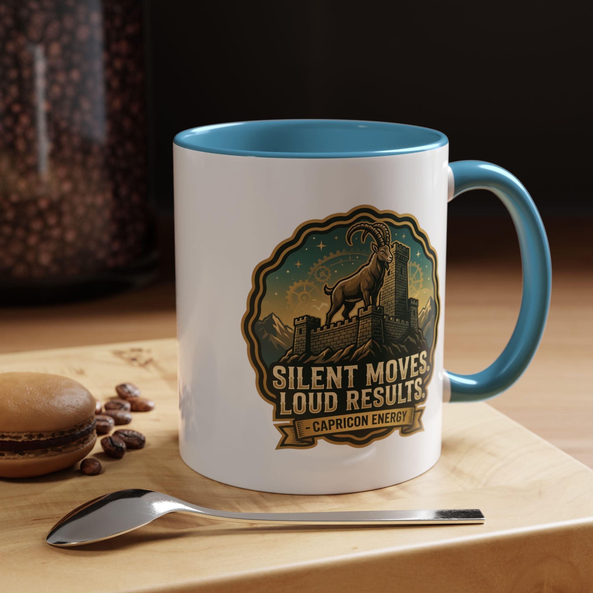 Capricorn Coffee Mug - "Silent Moves. Loud Results." Zodiac Goat Accent Mug