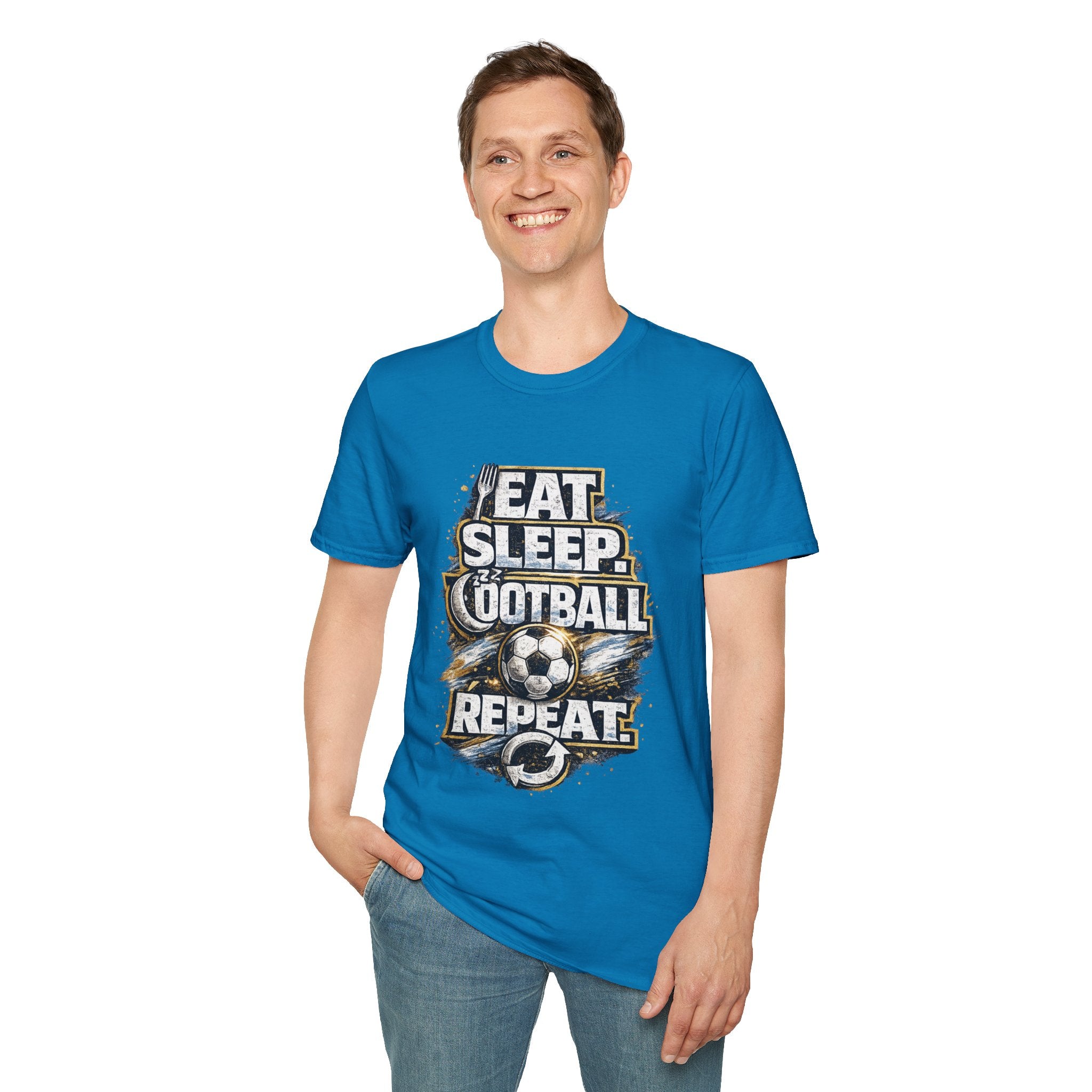 Football 'Eat Sleep Football Repeat' T-Shirt — Vintage Soccer Fan Tee