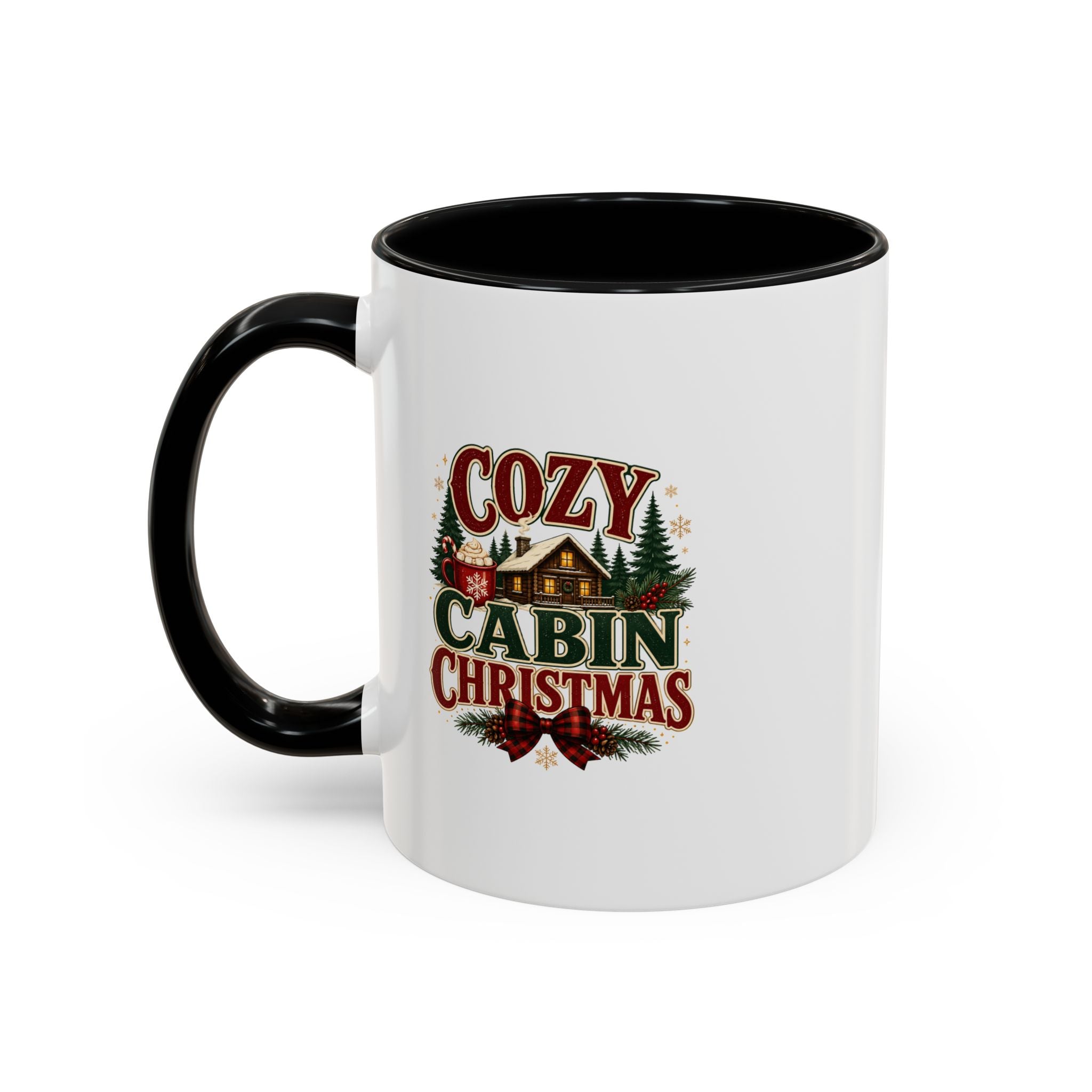 Cozy Cabin Christmas Accent Coffee Mug – Holiday Cabin Coffee Cup