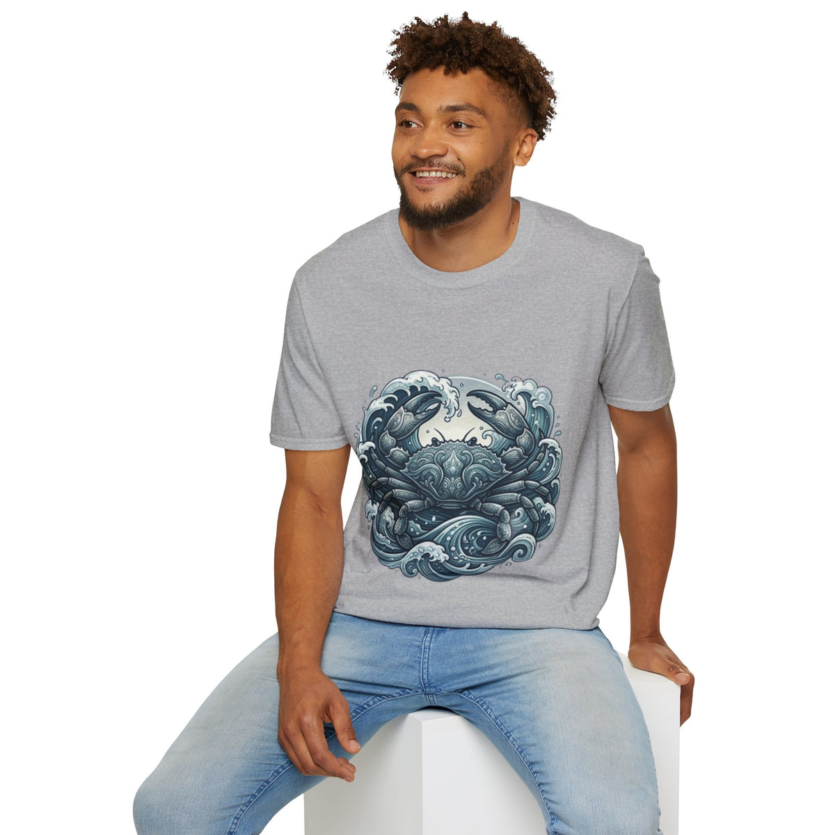 Crab and Waves Graphic T-Shirt — Coastal Oceanic Nautical Tee
