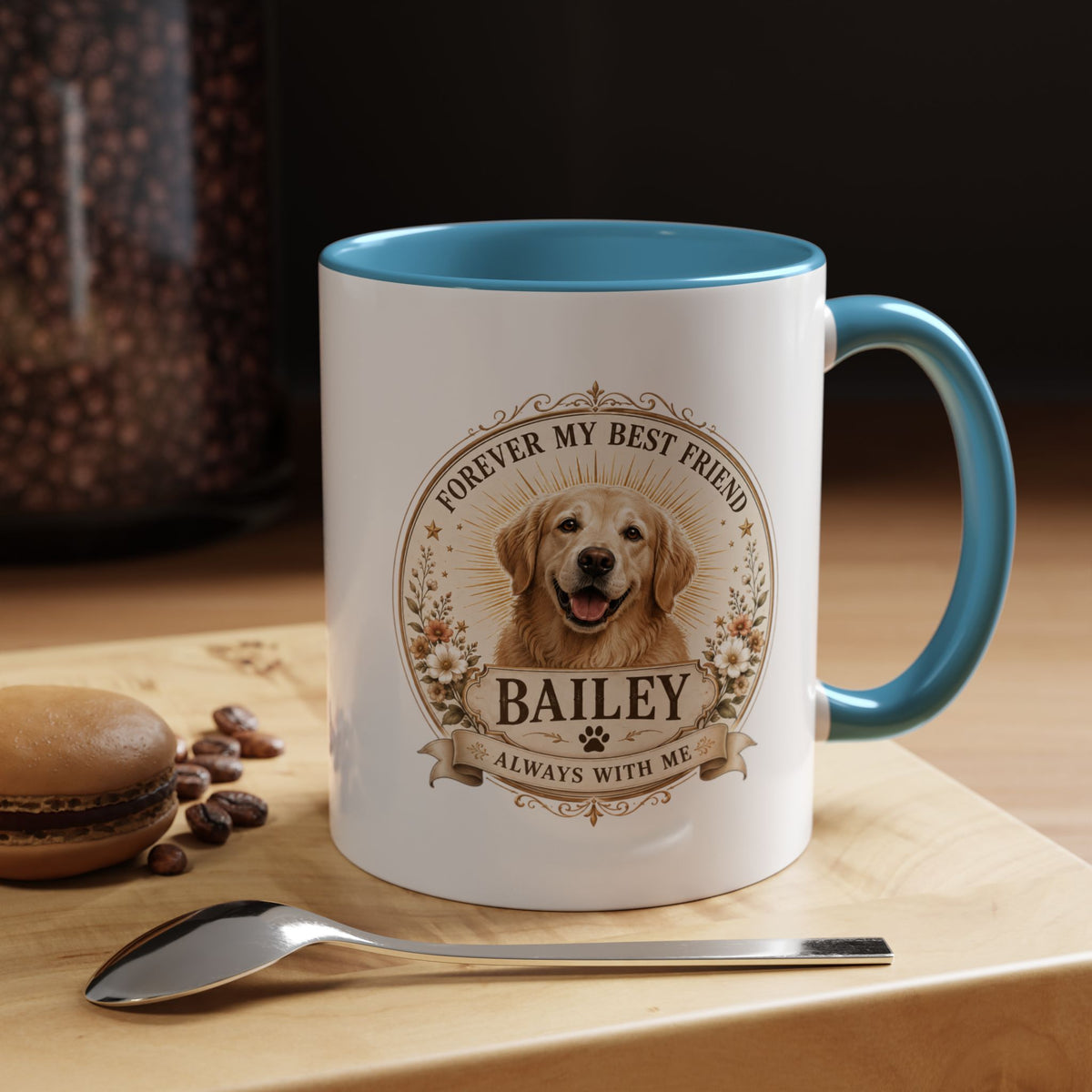Milo Bailey Dog Dad Mom Golden Retriever Memorial Coffee Mug – "Forever My Best Friend" Personalized Name Accent Mug
