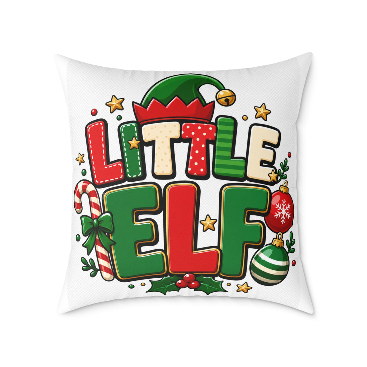 Little Elf Christmas Pillow — Festive Holiday Decorative Throw Pillow