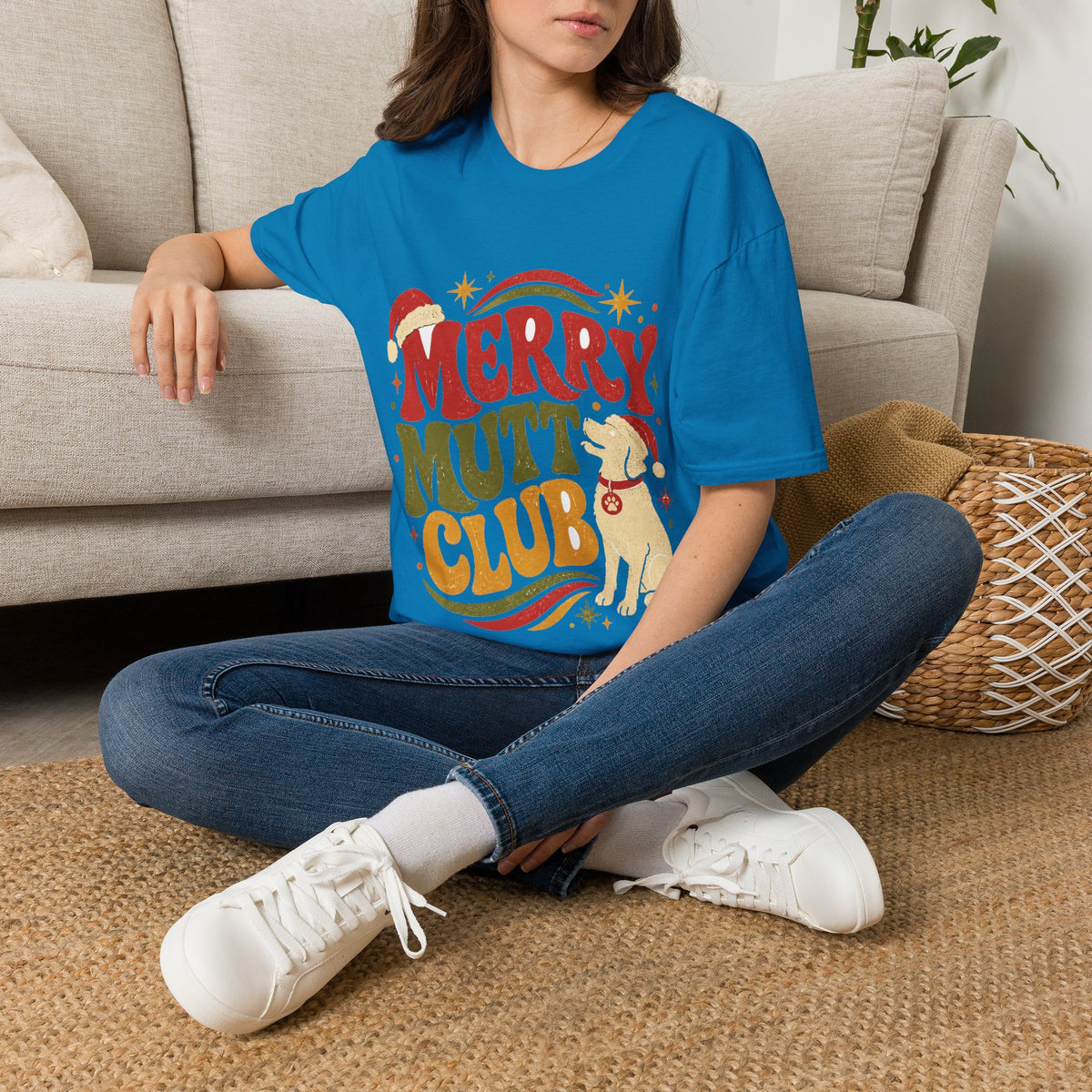 Merry Mutt Club T-Shirt — Retro Christmas Dog Lover Tee