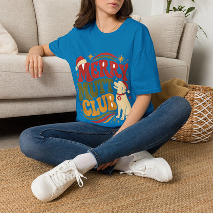 Merry Mutt Club T-Shirt — Retro Christmas Dog Lover Tee