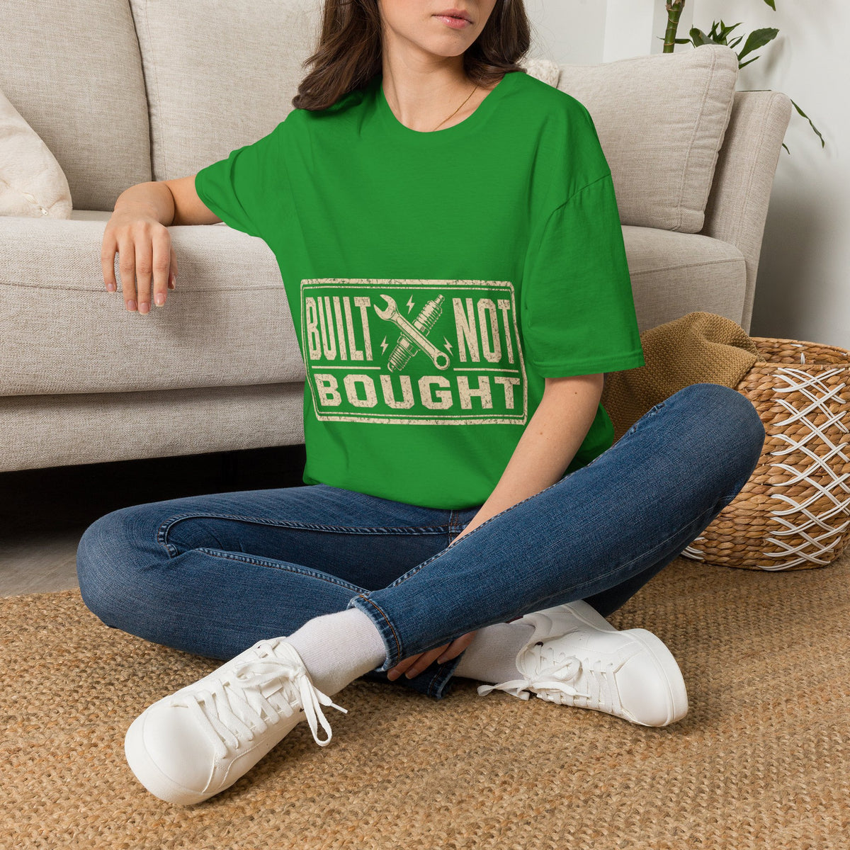 Built Not Bought T-Shirt — Vintage Mechanic Workwear Tee