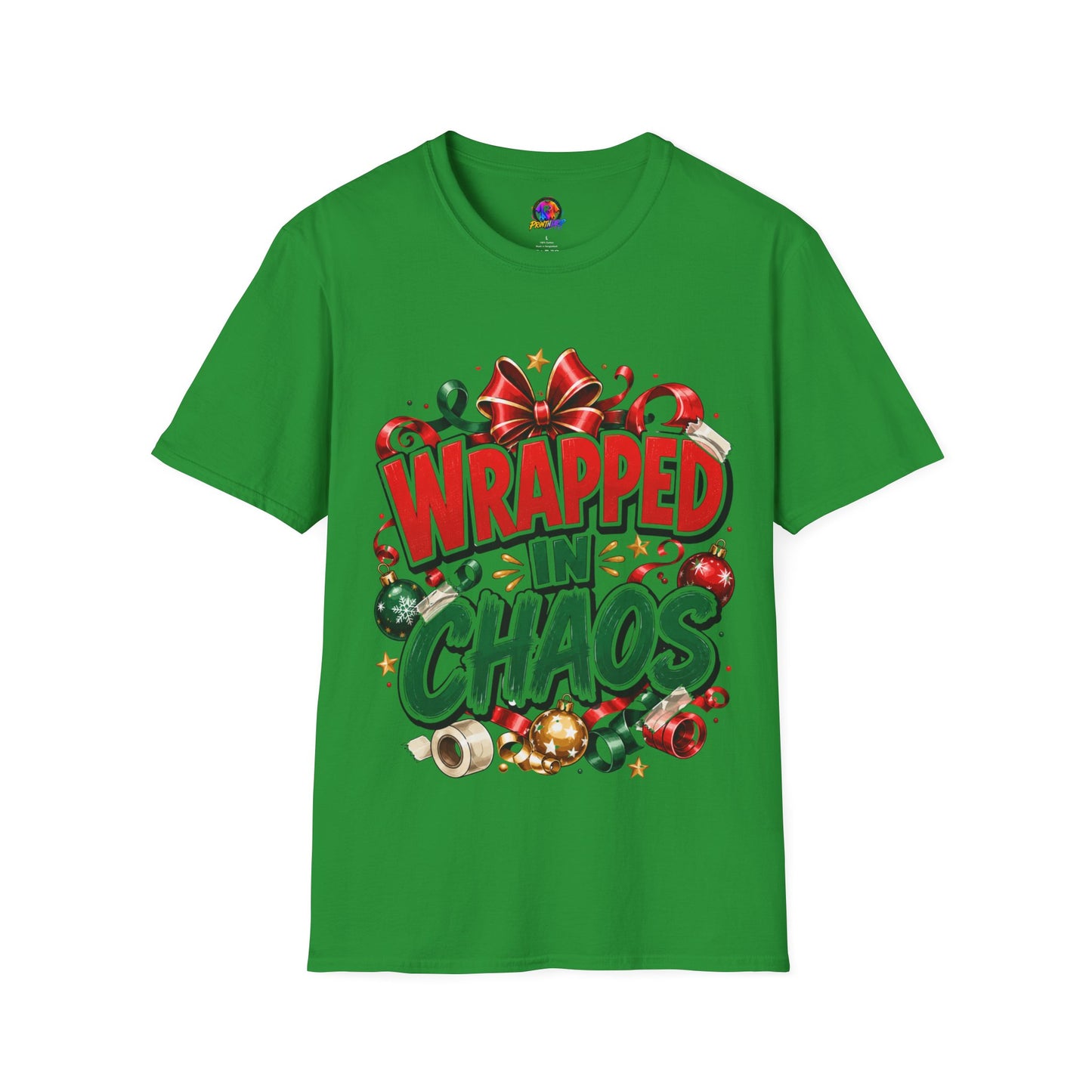 T-Shirt — "Wrapped in Chaos" Holiday Graphic Tee