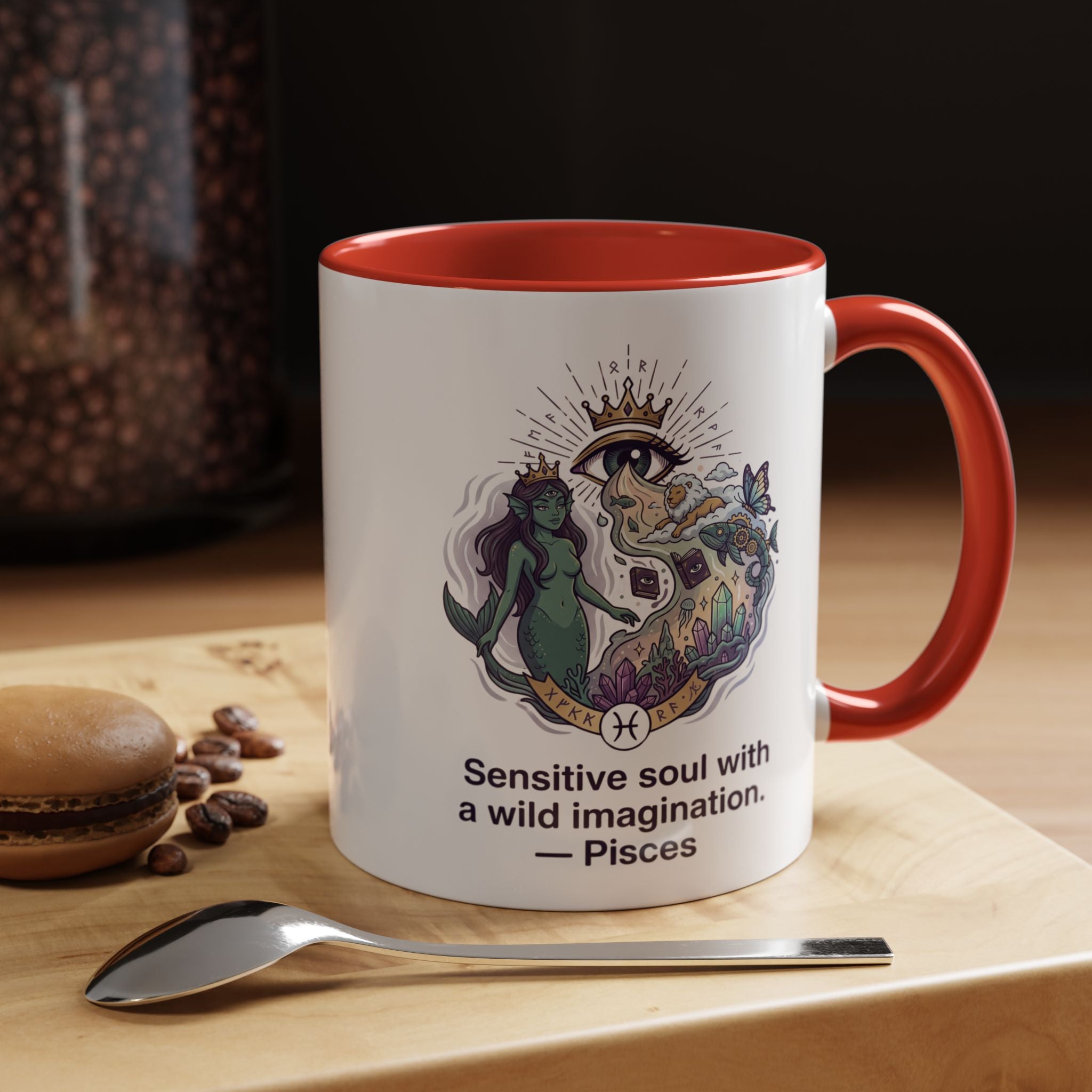 Pisces Coffee Mug — "Sensitive soul with a wild imagination" Astrological Zodiac Accent Mug