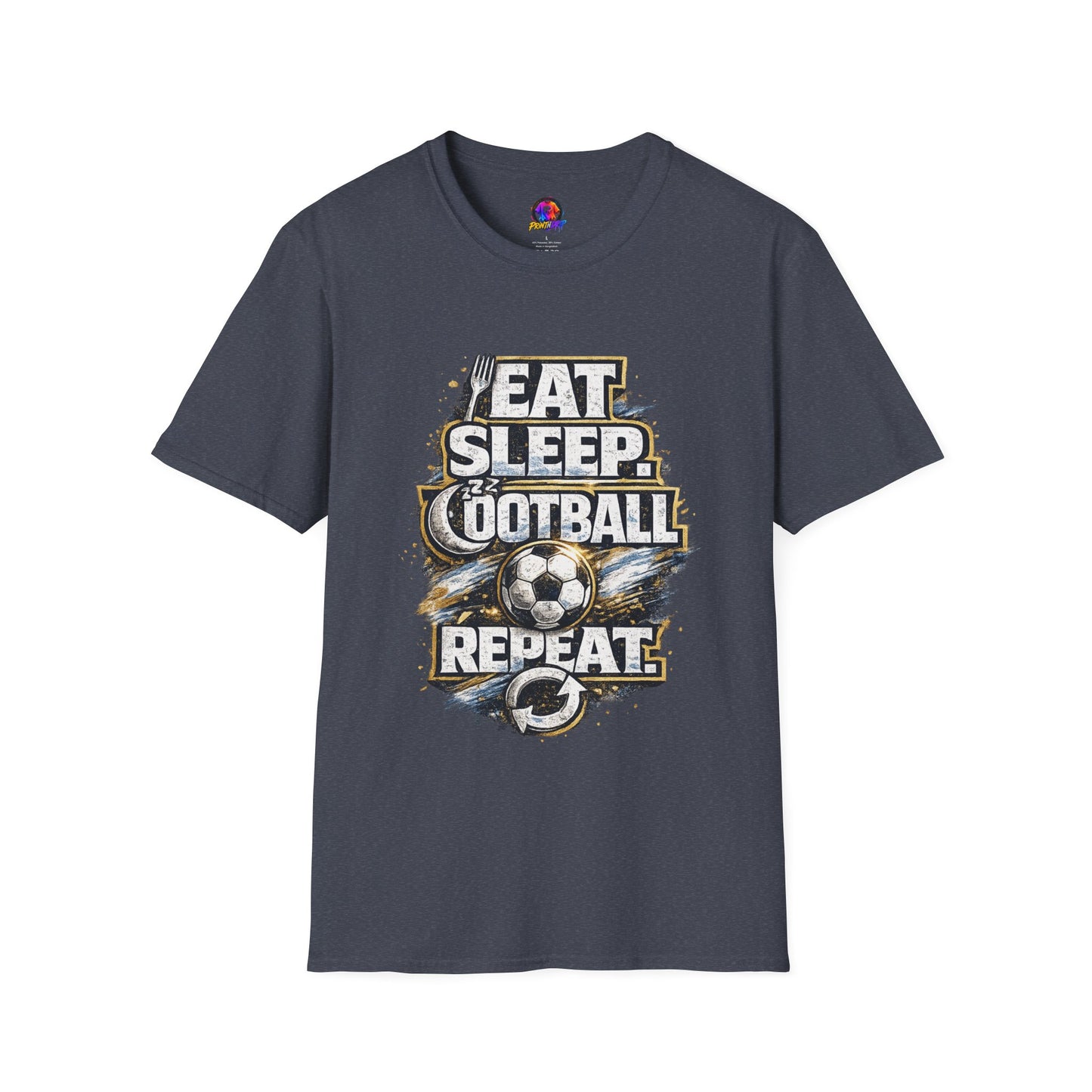 Football 'Eat Sleep Football Repeat' T-Shirt — Vintage Soccer Fan Tee