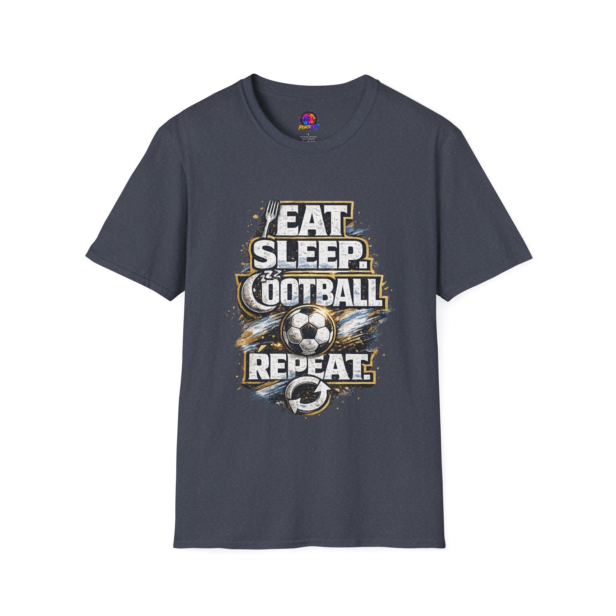 Football 'Eat Sleep Football Repeat' T-Shirt — Vintage Soccer Fan Tee