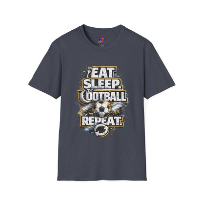 Football 'Eat Sleep Football Repeat' T-Shirt — Vintage Soccer Fan Tee