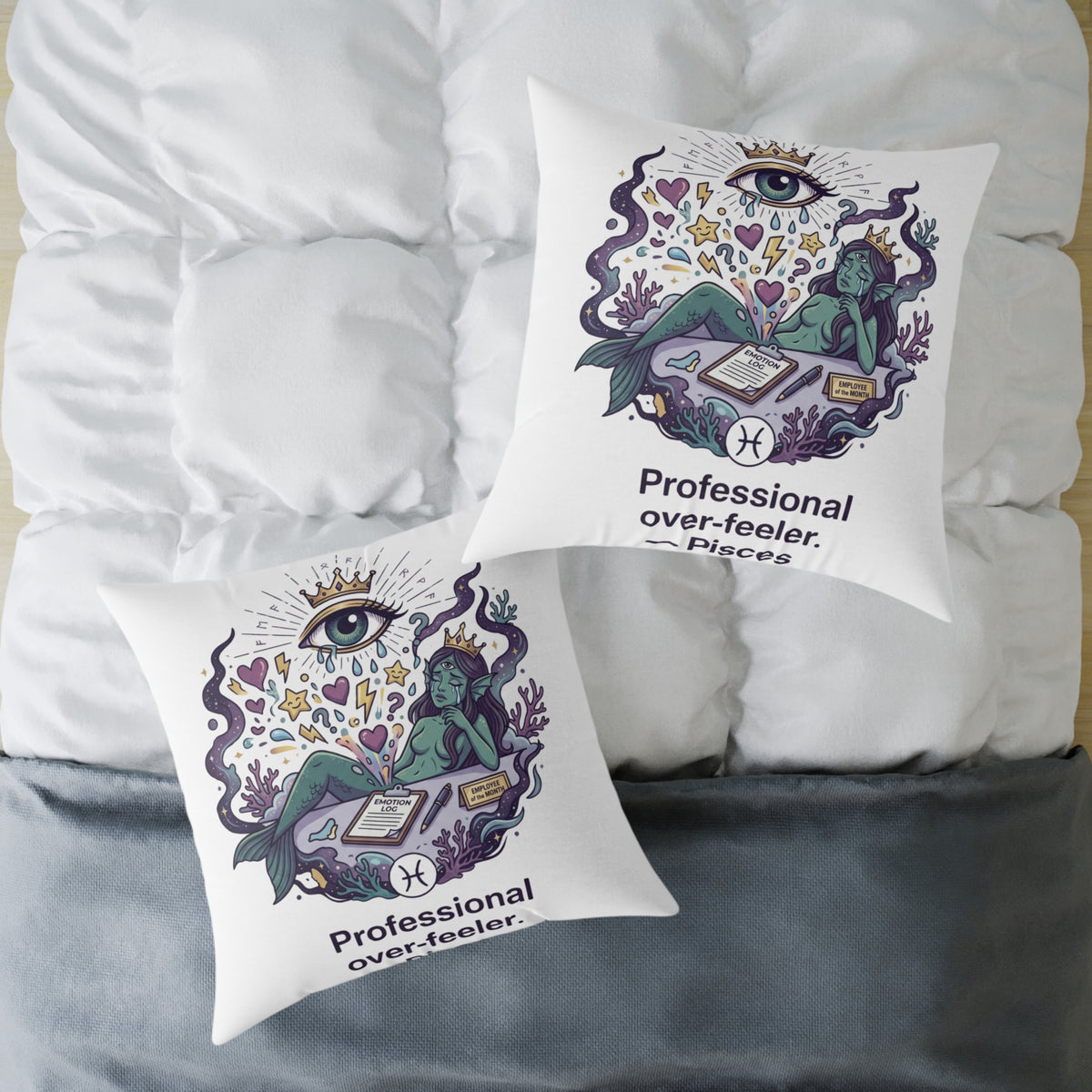 Pisces Zodiac Professional Over-feeler Square Poly Canvas Pillow