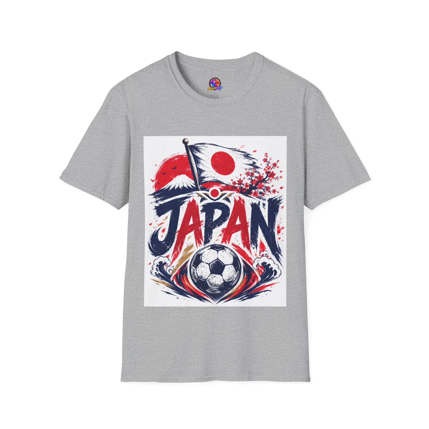 Japan Soccer T-Shirt — Japanese Flag & Cherry Blossom Football Graphic