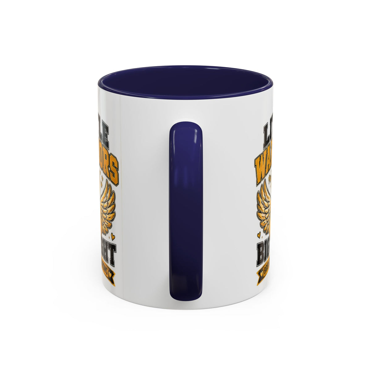 Little Warriors Big Fight Childhood Cancer Awareness Coffee Mug — Gold Ribbon Support Accent Mug