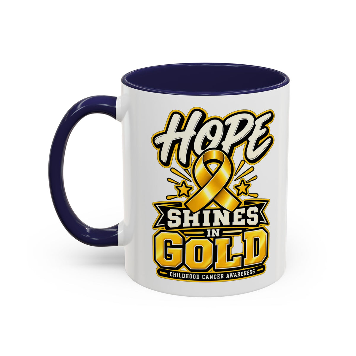 Hope Shines in Gold Coffee Mug — Childhood Cancer Awareness Accent Mug