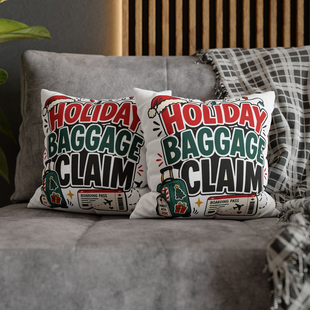 Holiday Baggage Claim Pillowcase Modern Day Christmas  - Funny Christmas Travel Decorative Throw Pillowcase