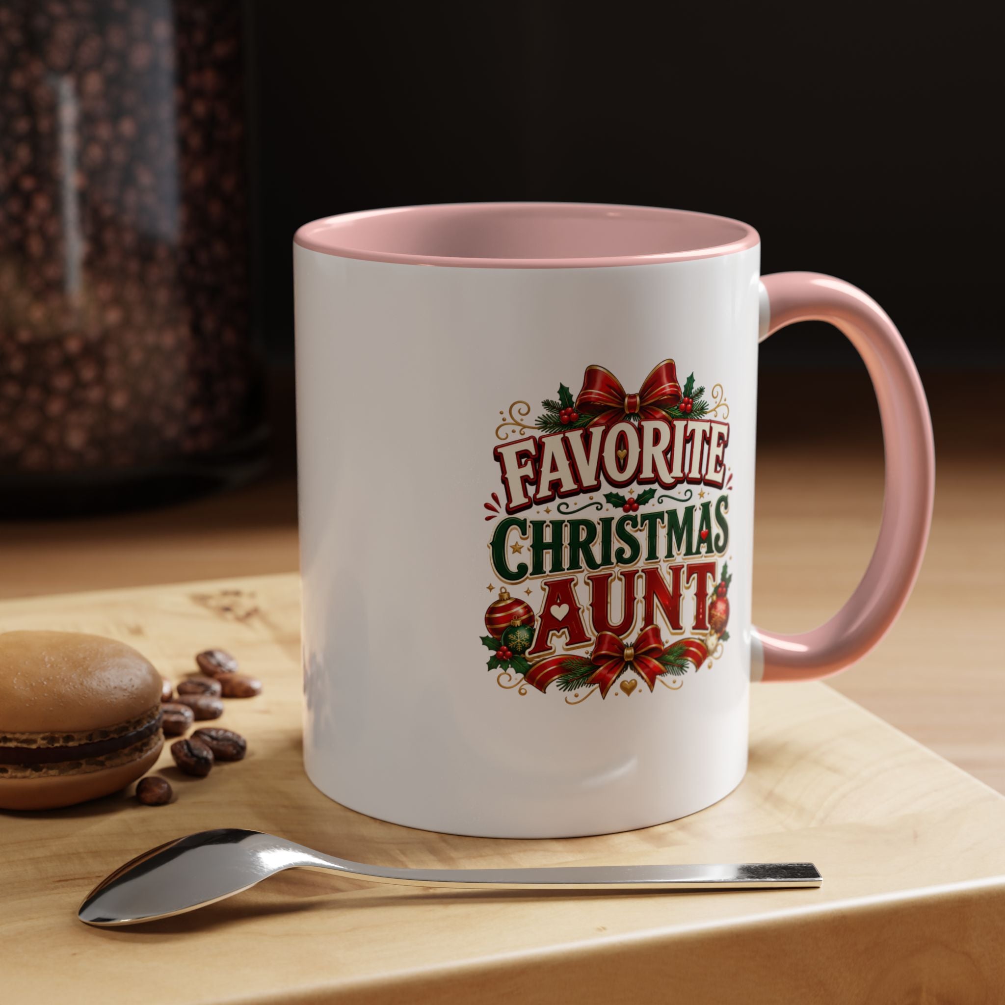 Christmas Aunt Coffee Mug — "Favorite Christmas Aunt" Accent Holiday Mug