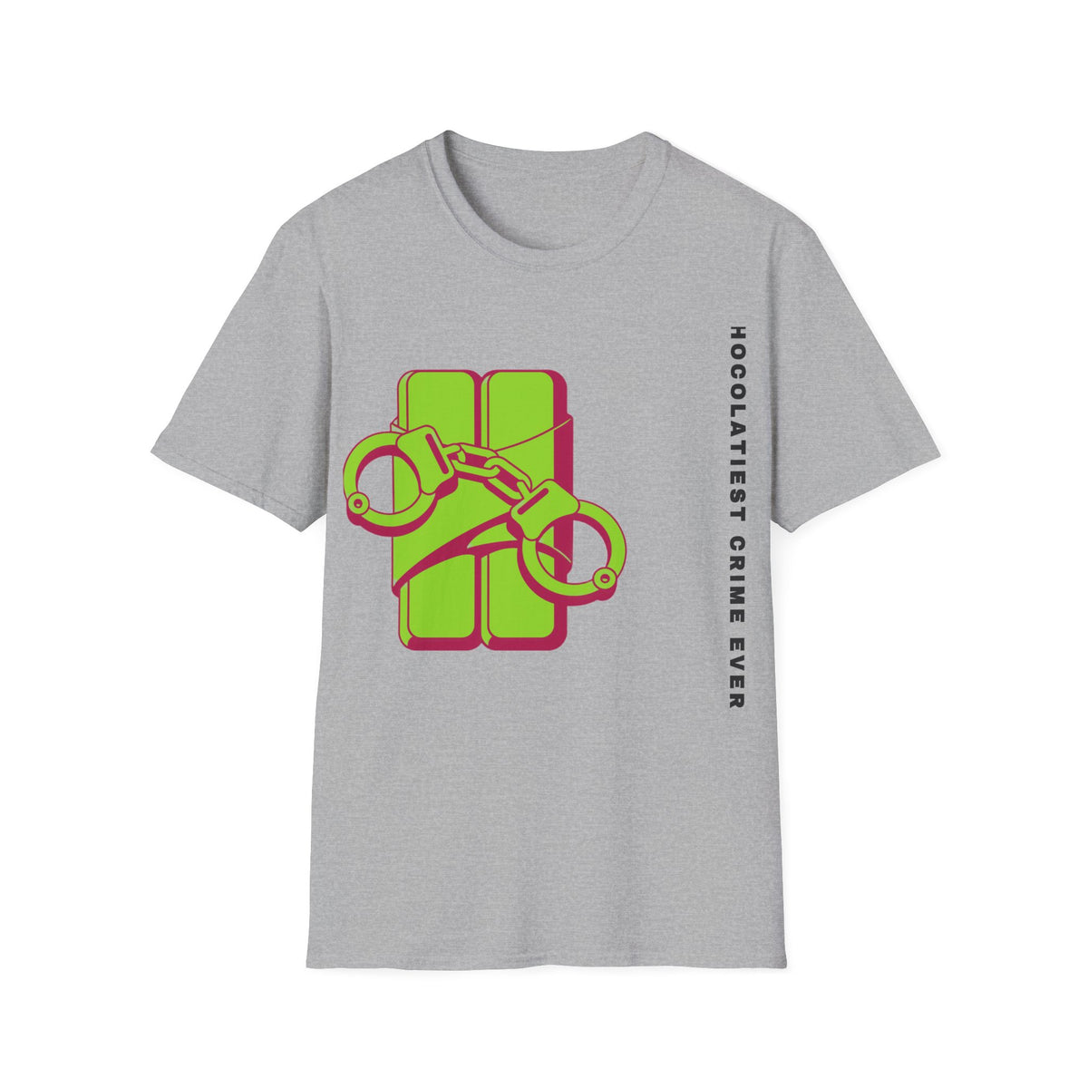 Chocolateie Graphic T‑Shirt — Green Candy Bar with Handcuffs Design - Trending Now - September 2026