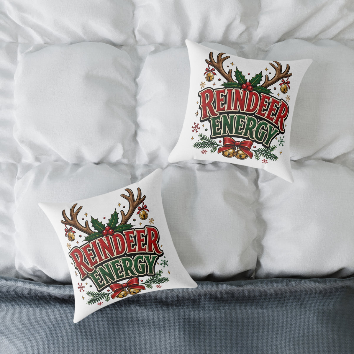 Reindeer Energy Christmas Throw Pillow