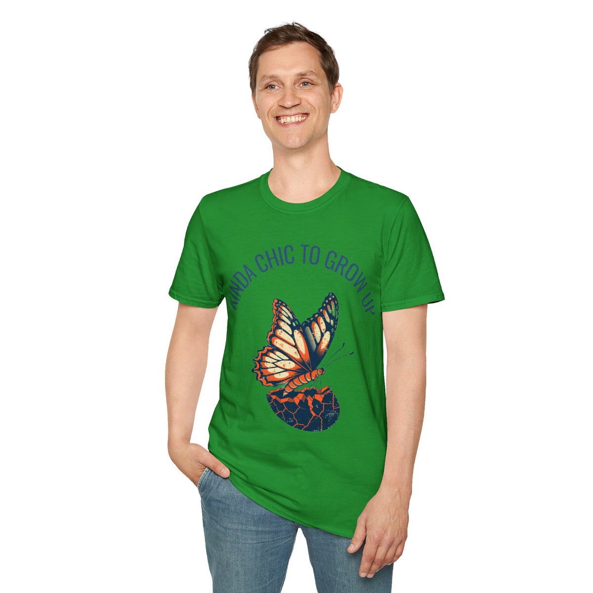 "Kinda Chic To Grow Up" Monarch Butterfly Graphic Tee - Aesthetic Inspirational White T-Shirt - Trending Now - September 2026