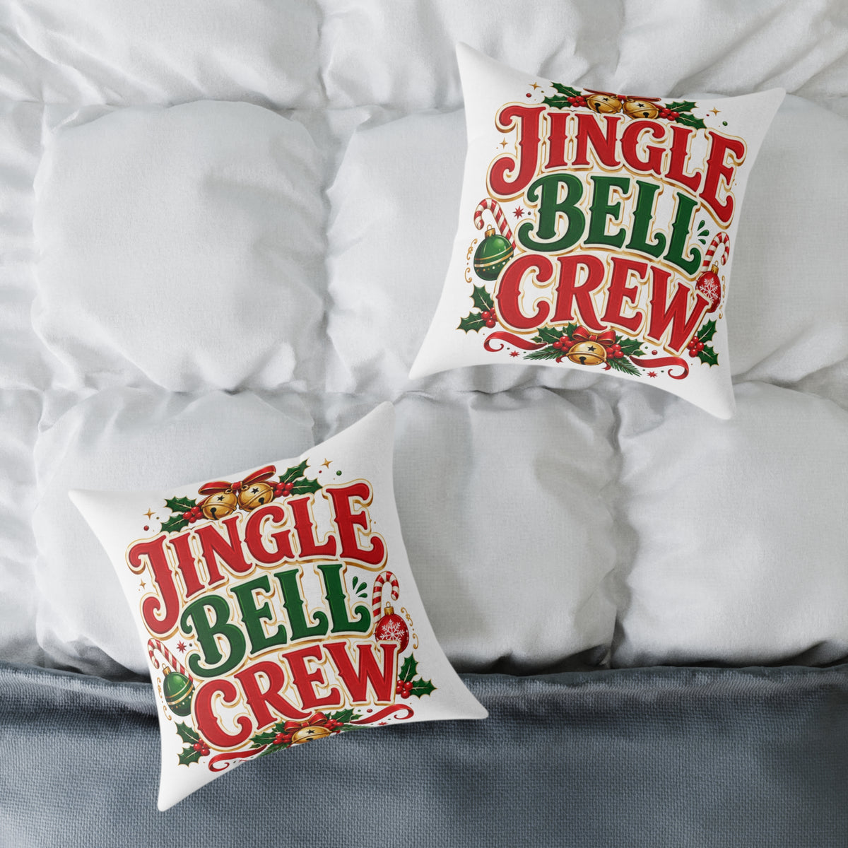 Christmas Jingle Bell Crew Holiday Pillow — Festive Christmas Decorative Throw Pillow