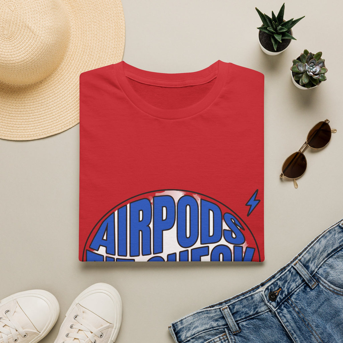AirPods Fit Check Approved Blue Graphic Tee - Trendy Y2K Aesthetic T-Shirt - Trending Now - September 2026