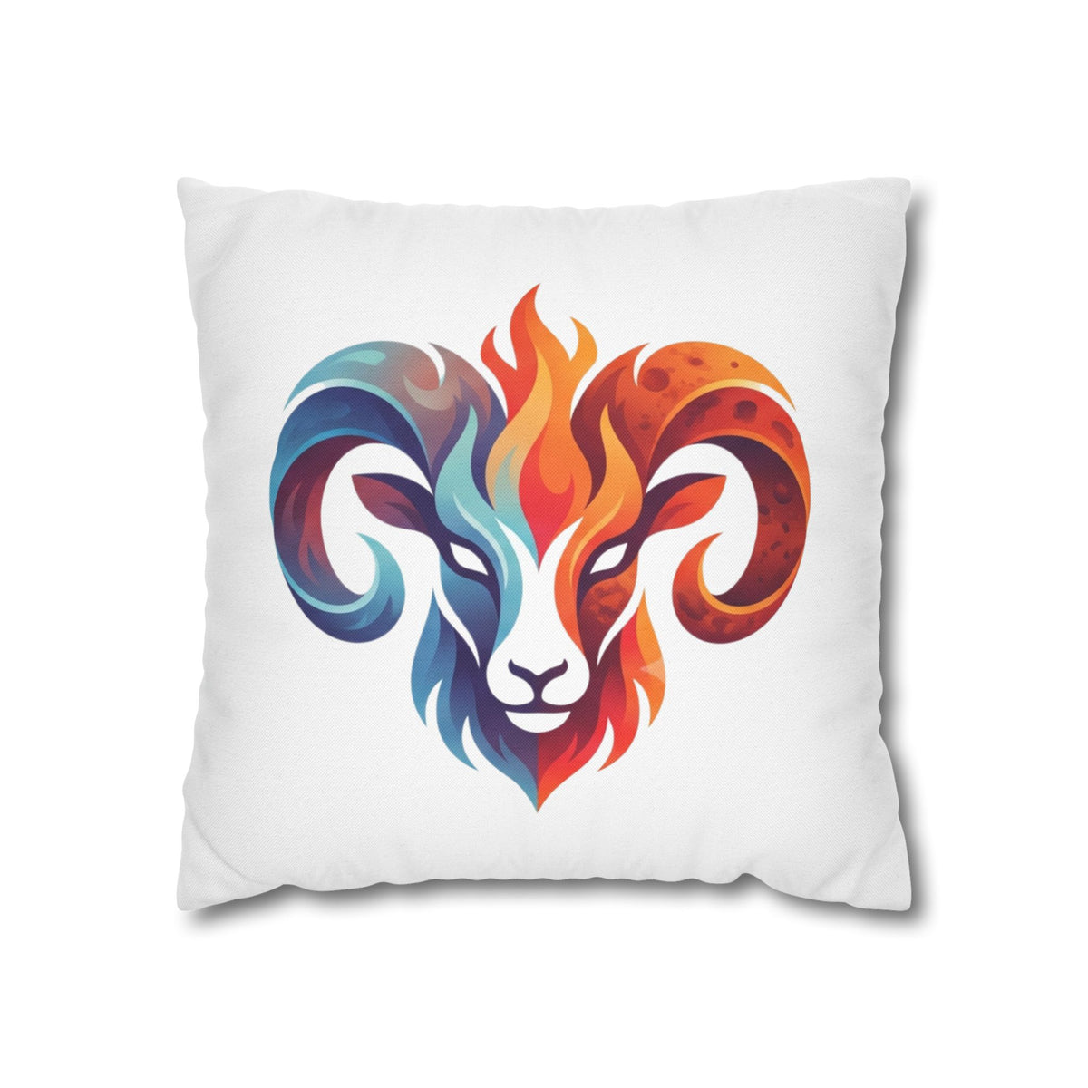 Aries Ram Flame Art Pillowcase — Colorful Zodiac Throw Pillow Cover