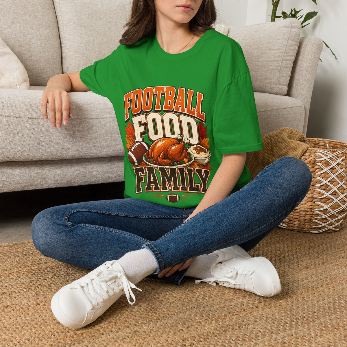 Thanksgiving T-Shirt Football Food Family T-Shirt — Thanksgiving Tailgate Tee for Fans