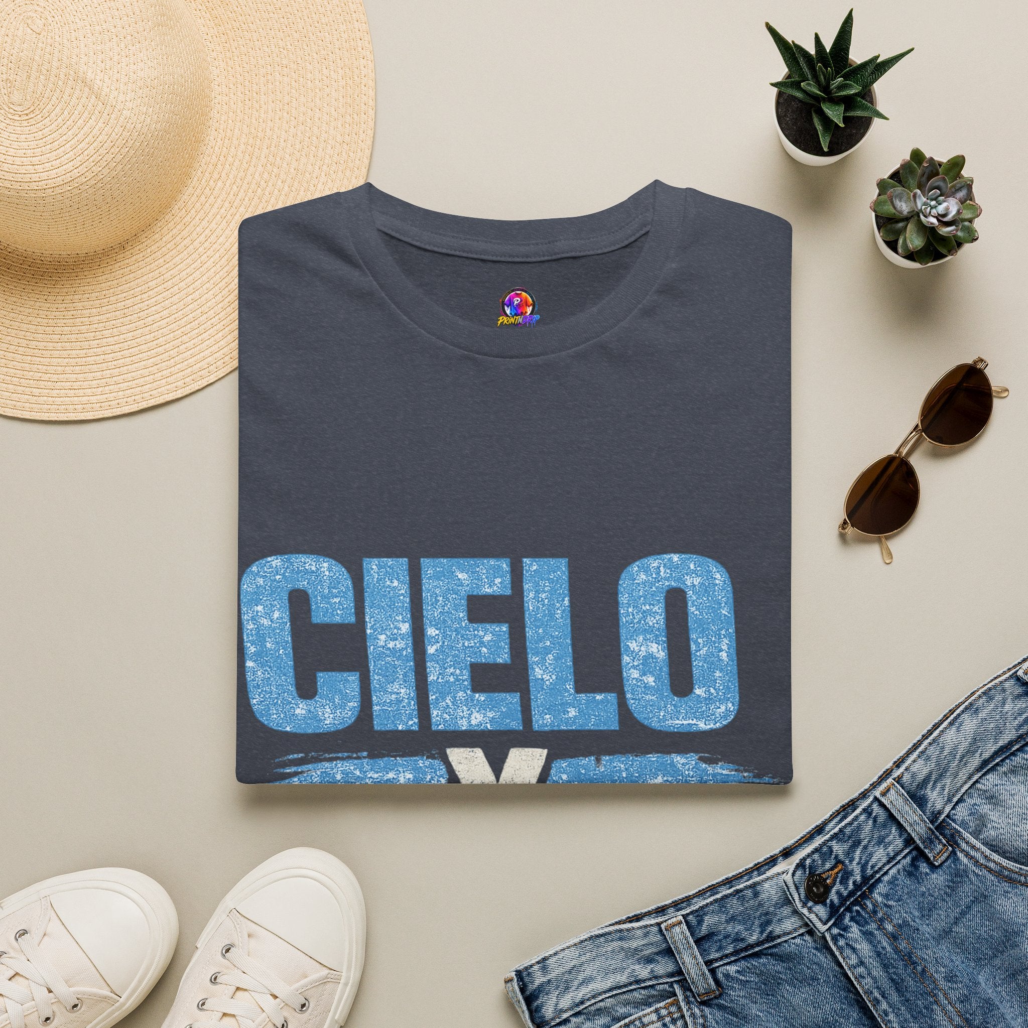 Argentina Cielo Fútbol T-Shirt — Vintage Sky Blue Soccer Tee