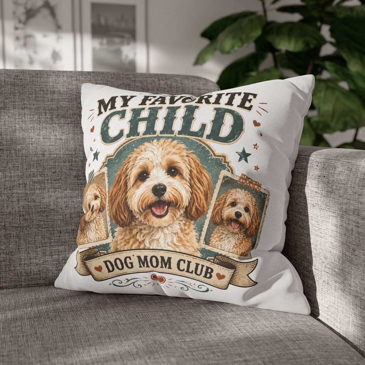My Favorite Child Dog Mom Club Pillowcase Milo Bailey Dog Dad Mom - Cute Doodle Pet Throw Pillow Cover