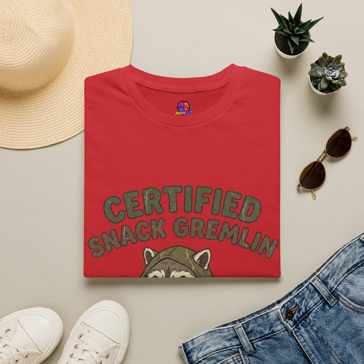 Certified Snack Gremlin T-Shirt — Funny Raccoon Snack Lover Tee