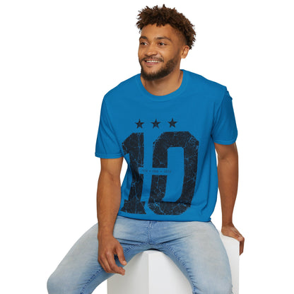 Vintage Argentina Worldcup winning No. 10 Jersey T-Shirt — Distressed Number Tee with Three Stars