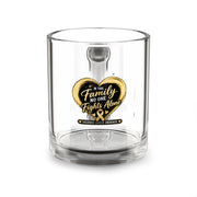 Childhood Cancer Awareness Glass Mug — "In This Family No One Fights Alone" 10oz