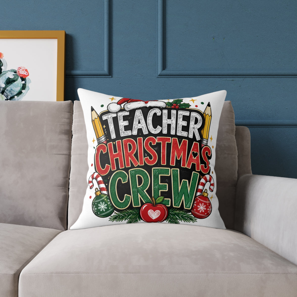 Teacher Christmas Crew Pillow — Holiday Classroom Decorative Throw Pillow