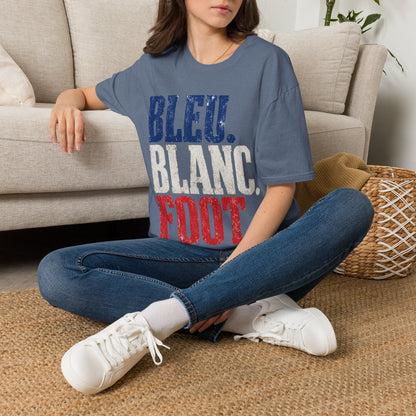 France T-Shirt — Bleu Blanc Foot Vintage French Flag Soccer Graphic Tee